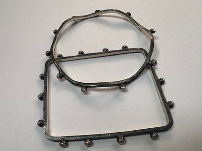 Handmade Oxidized Sterling Silver Geometric Bangles