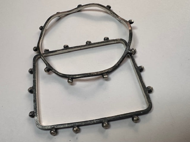 Handmade Oxidized Sterling Silver Geometric Bangles