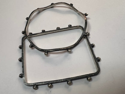 Handmade Oxidized Sterling Silver Geometric Bangles