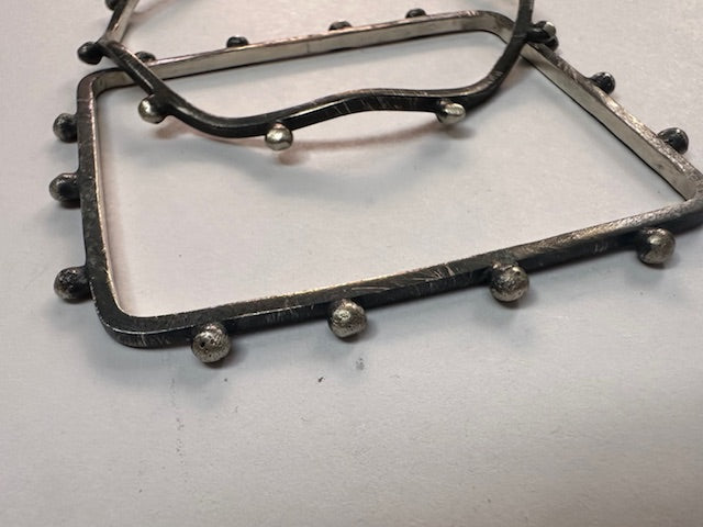 Handmade Oxidized Sterling Silver Geometric Bangles