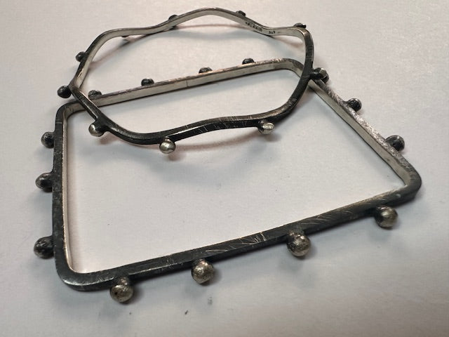 Handmade Oxidized Sterling Silver Geometric Bangles