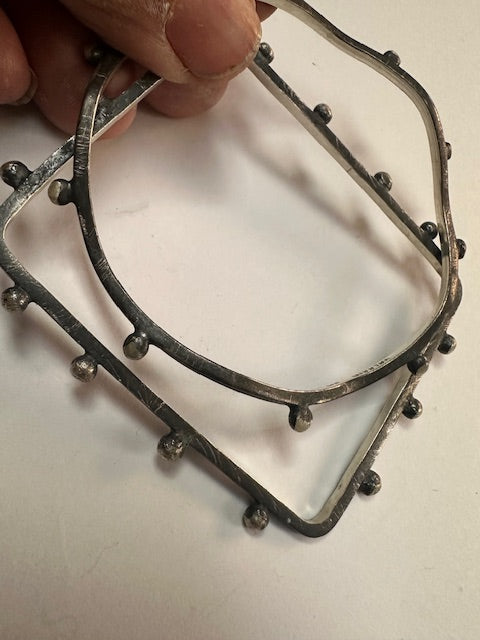 Handmade Oxidized Sterling Silver Geometric Bangles