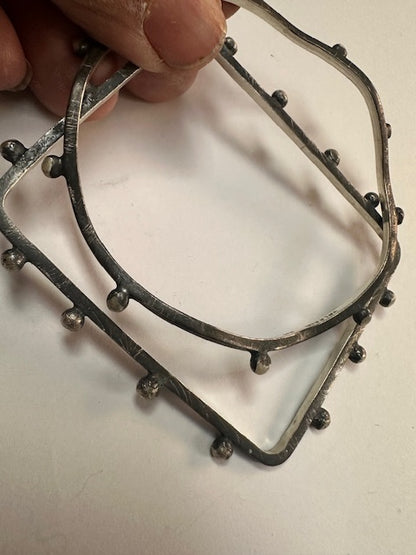 Handmade Oxidized Sterling Silver Geometric Bangles