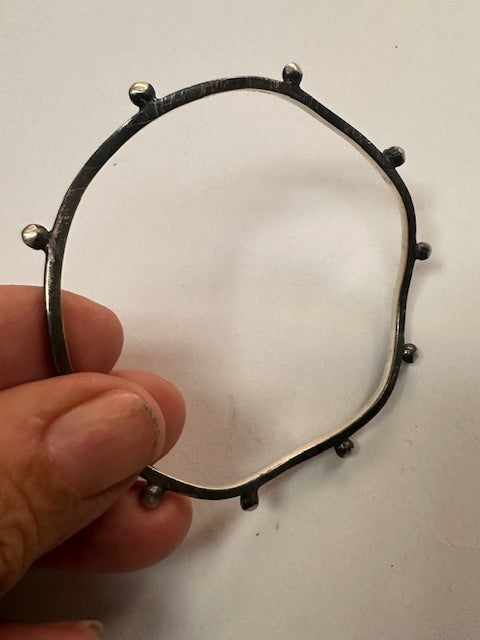 Handmade Oxidized Sterling Silver Geometric Bangles