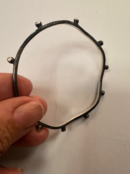 Handmade Oxidized Sterling Silver Geometric Bangles
