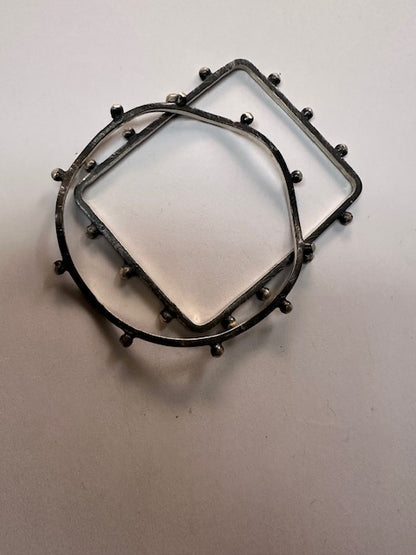 Handmade Oxidized Sterling Silver Geometric Bangles