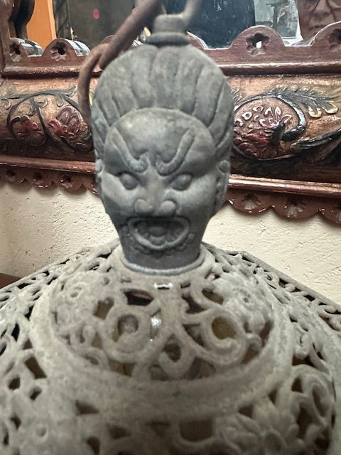Antique Chinese Tibetan Asian Repousee Lantern Lamp with Vishnu