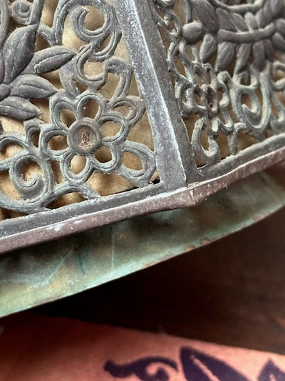 Antique Chinese Tibetan Asian Repousee Lantern Lamp with Vishnu