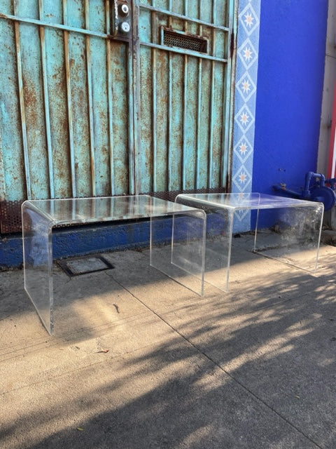 Vintage Clear Lucite End Table Set