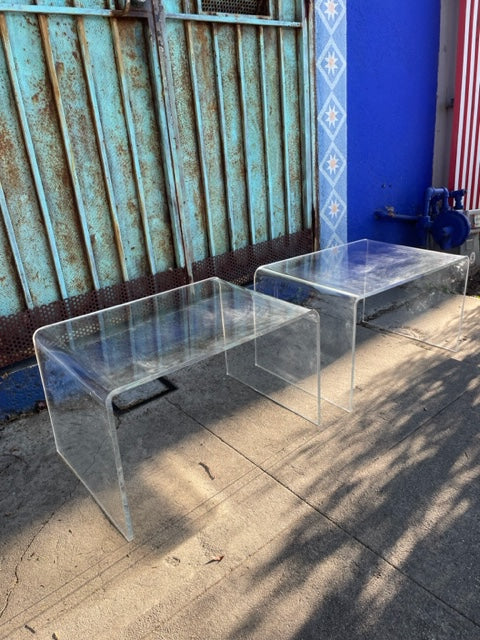 Vintage Clear Lucite End Table Set