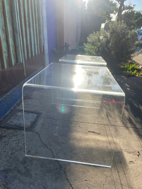 Vintage Clear Lucite End Table Set