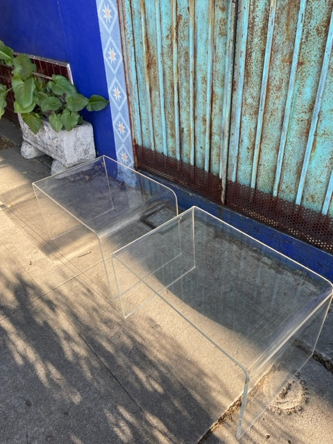 Vintage Clear Lucite End Table Set