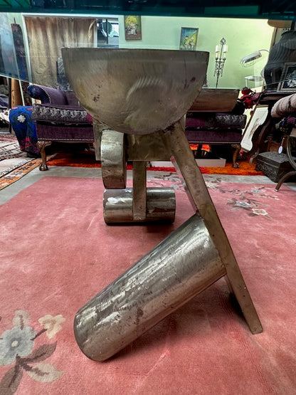 Modern Steel and Glass Sculptural Coffee Table