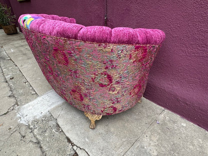 Recycled Reupholstered 1940s Love Seat in Shades of Pink