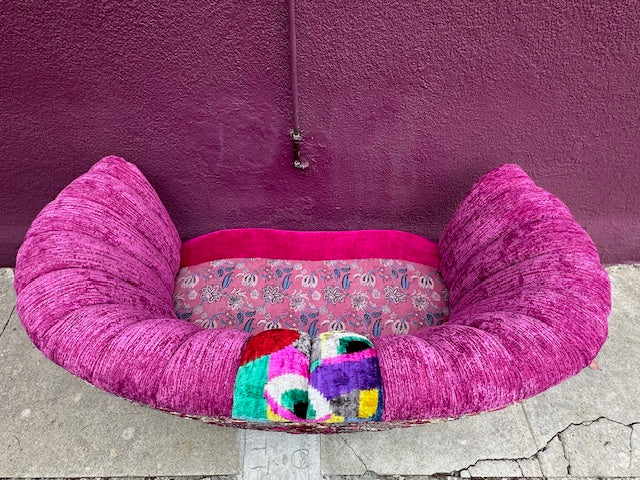 Recycled Reupholstered 1940s Love Seat in Shades of Pink