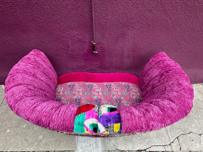 Recycled Reupholstered 1940s Love Seat in Shades of Pink