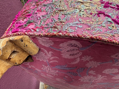 Recycled Reupholstered 1940s Love Seat in Shades of Pink