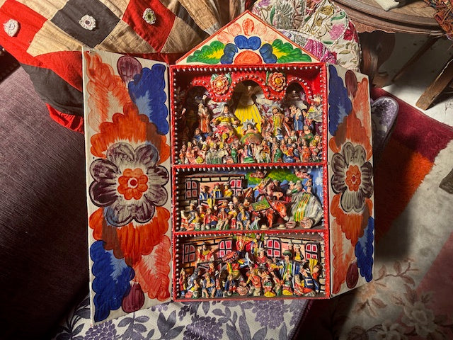 Vintage Ayacucho Retablo Handcrafted Peruvian Altarpiece Shrine