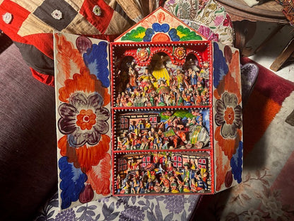 Vintage Ayacucho Retablo Handcrafted Peruvian Altarpiece Shrine