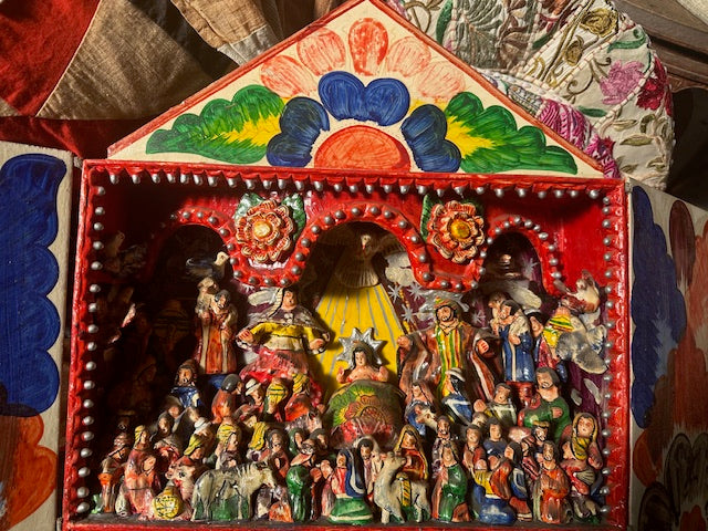 Vintage Ayacucho Retablo Handcrafted Peruvian Altarpiece Shrine