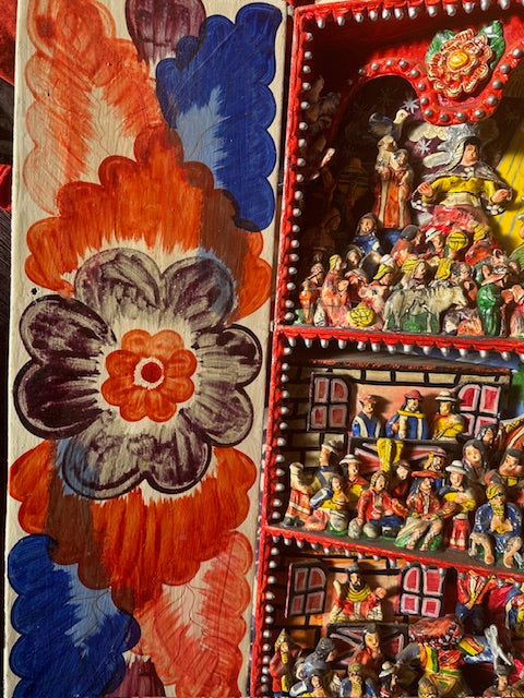 Vintage Ayacucho Retablo Handcrafted Peruvian Altarpiece Shrine