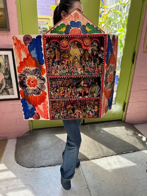 Vintage Ayacucho Retablo Handcrafted Peruvian Altarpiece Shrine