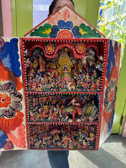 Vintage Ayacucho Retablo Handcrafted Peruvian Altarpiece Shrine