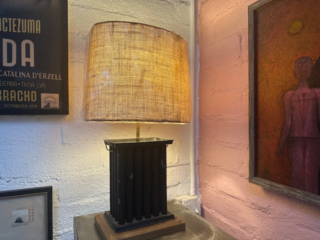 Vintage Accent Lamp with New Linen Shade