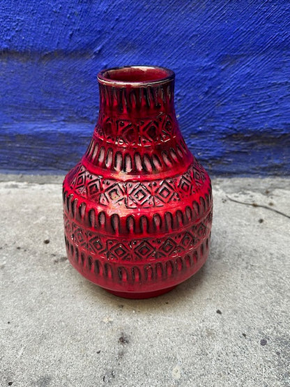 Vintage Italian Pottery  Mid Century Modern Red Bitossi Vase