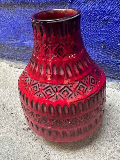 Vintage Italian Pottery  Mid Century Modern Red Bitossi Vase