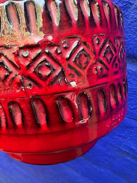 Vintage Italian Pottery  Mid Century Modern Red Bitossi Vase