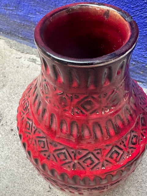 Vintage Italian Pottery  Mid Century Modern Red Bitossi Vase