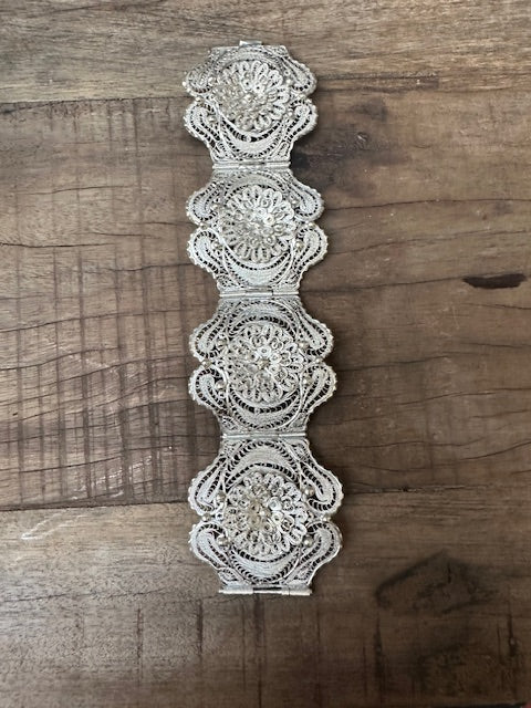 Spectacular Vintage Filagree Sterling Silver Bracelet
