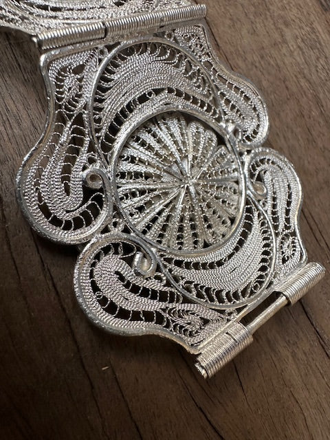 Spectacular Vintage Filagree Sterling Silver Bracelet