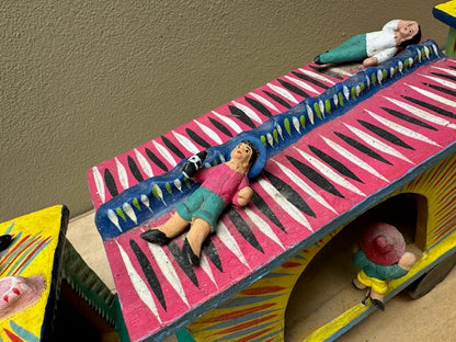 Vintage Mexican Clay Train to Freedom Folk Art