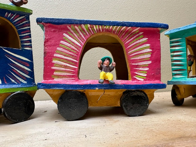 Vintage Mexican Clay Train to Freedom Folk Art