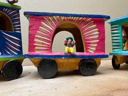Vintage Mexican Clay Train to Freedom Folk Art