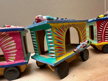 Vintage Mexican Clay Train to Freedom Folk Art