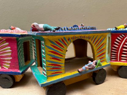 Vintage Mexican Clay Train to Freedom Folk Art