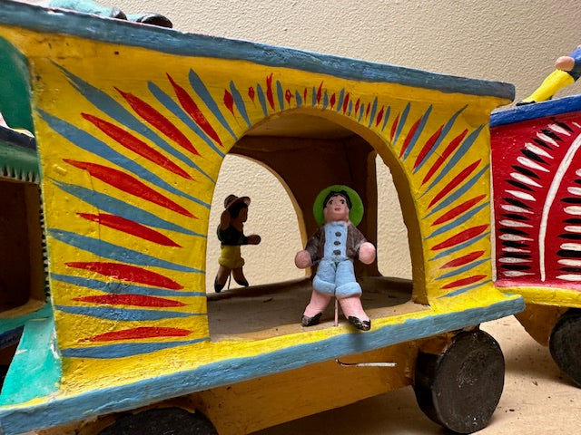Vintage Mexican Clay Train to Freedom Folk Art