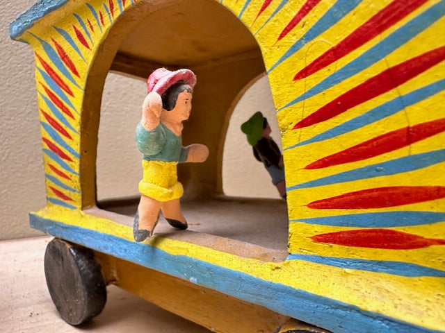 Vintage Mexican Clay Train to Freedom Folk Art