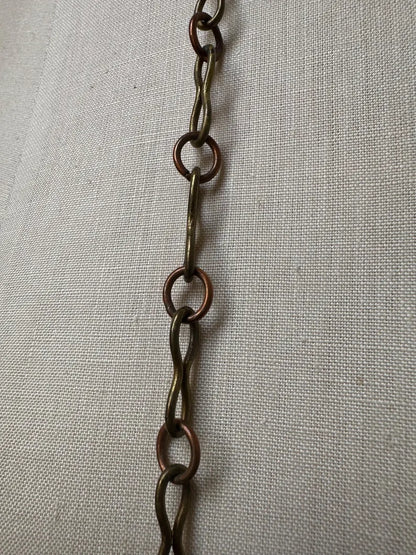 Vintage Handmade Mexican Copper Brass Jade Necklace