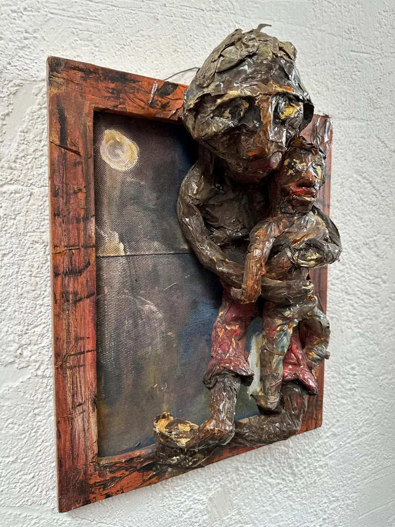 Outside Art Mother and Child Mixed Media
