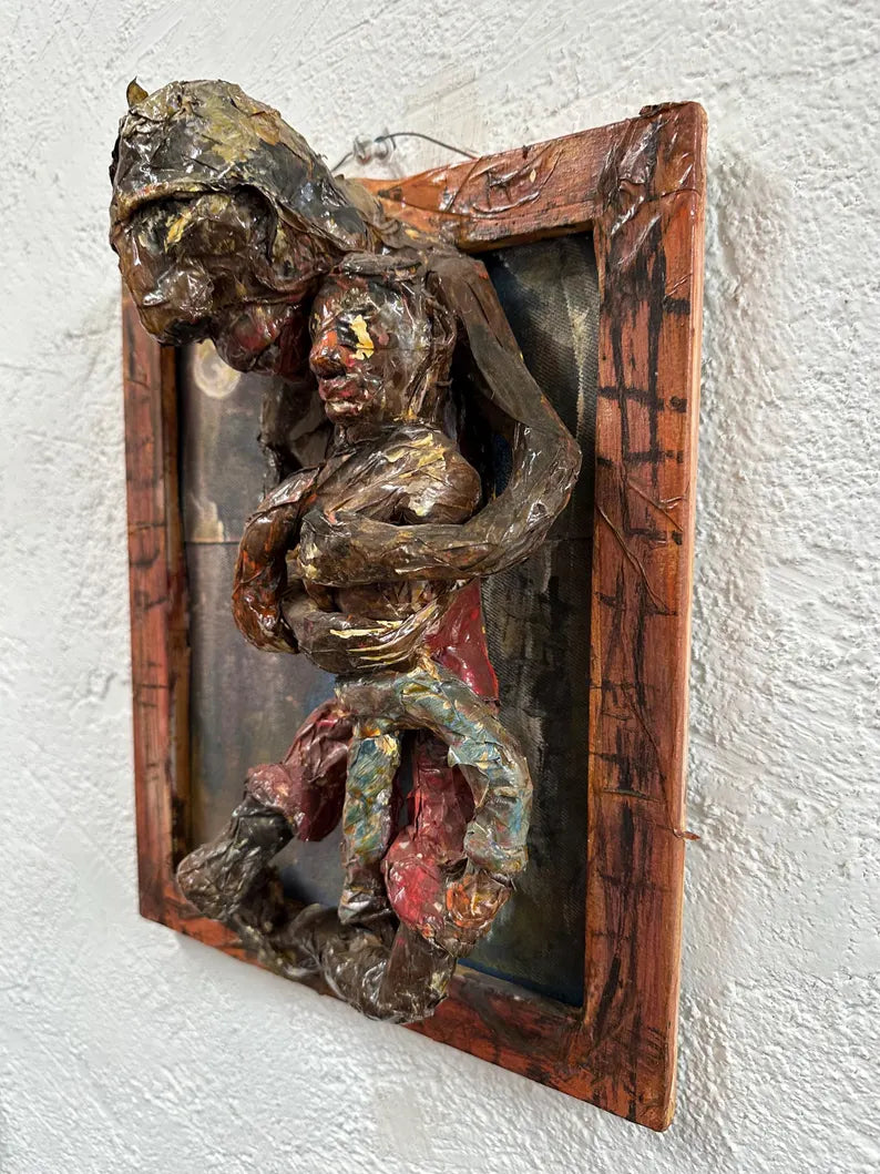 Outside Art Mother and Child Mixed Media