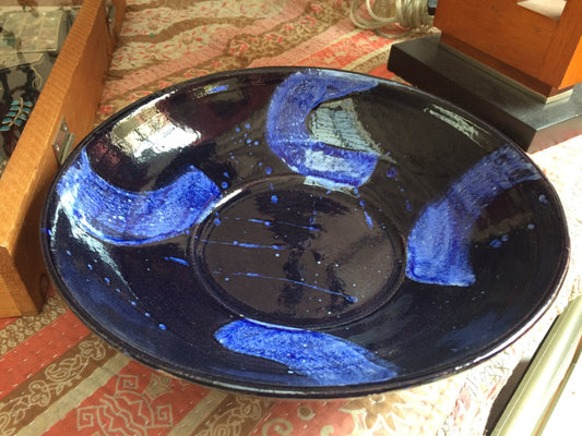 Handmade Blue Ceramic Serving Bowl