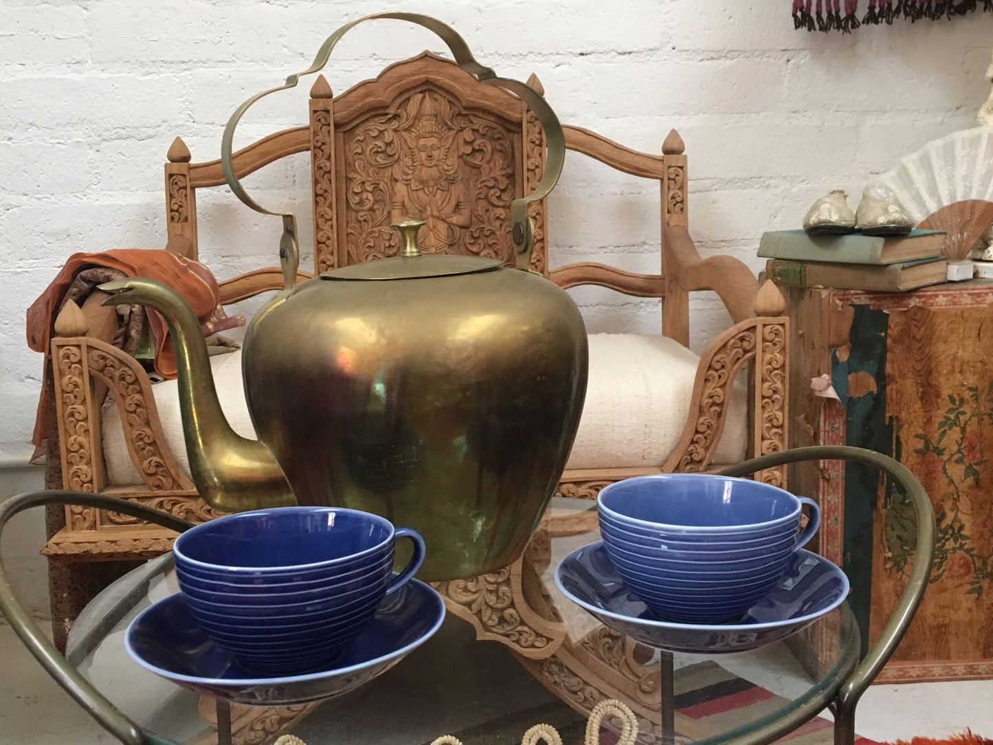 Vintage Large Brass Chinese Teapot
