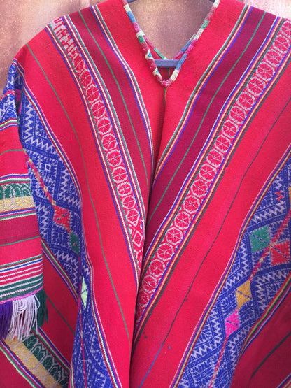 Vintage Handloomed Boho Multi Colored Poncho