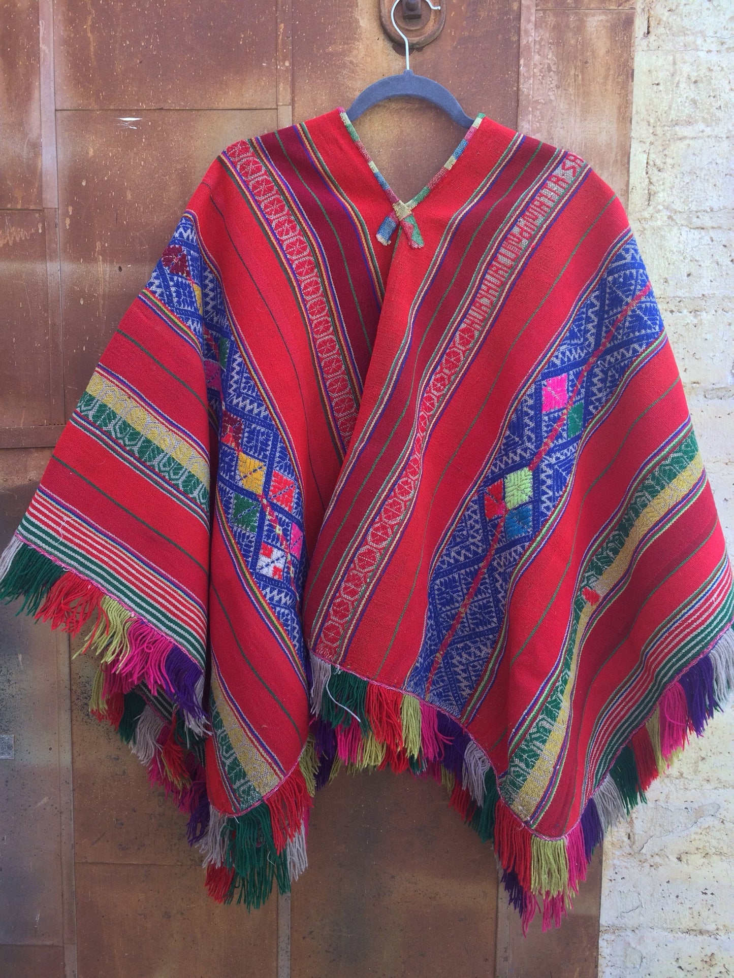 Vintage Handloomed Boho Multi Colored Poncho