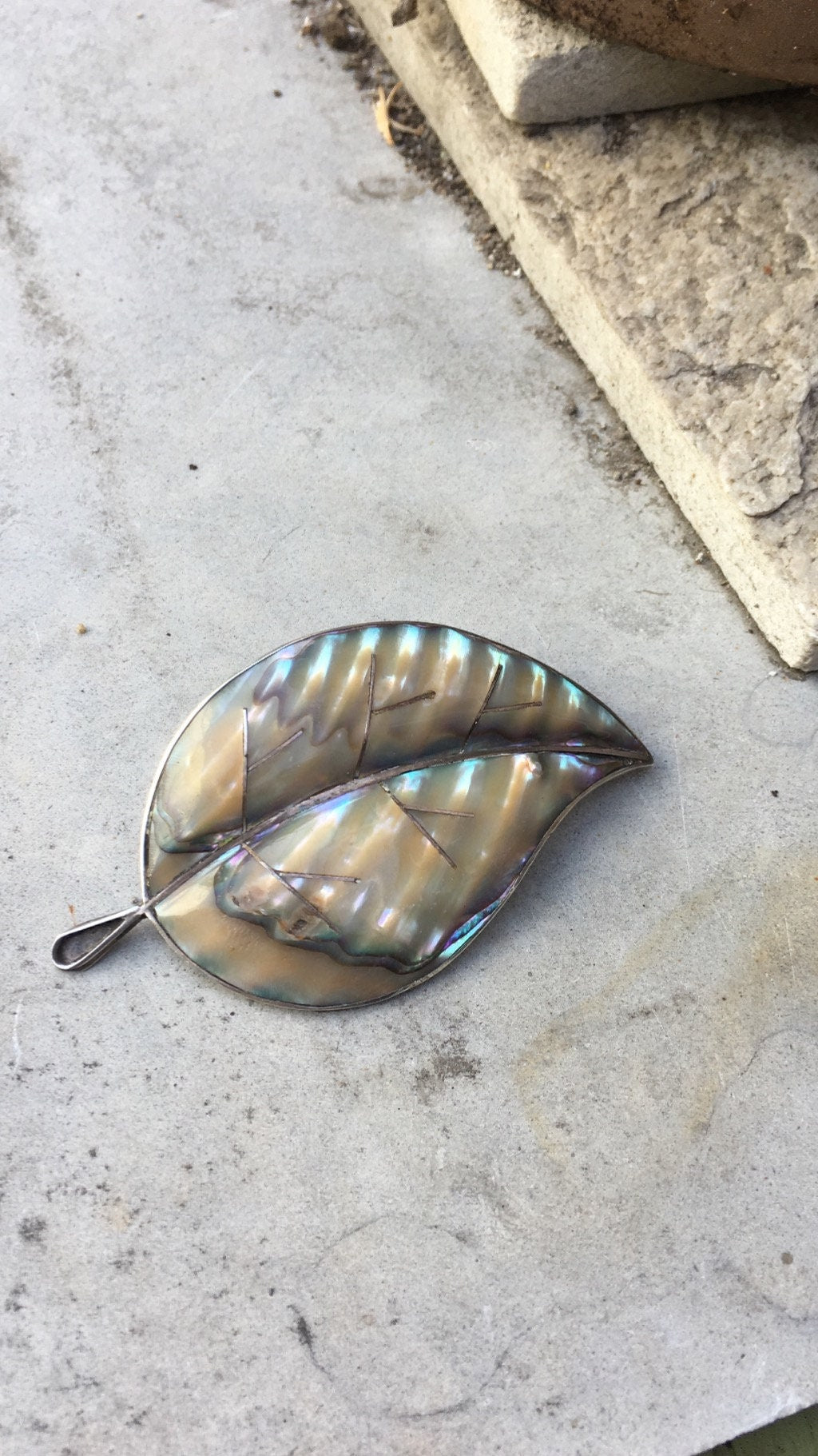Vintage Abalone Leaf Pin