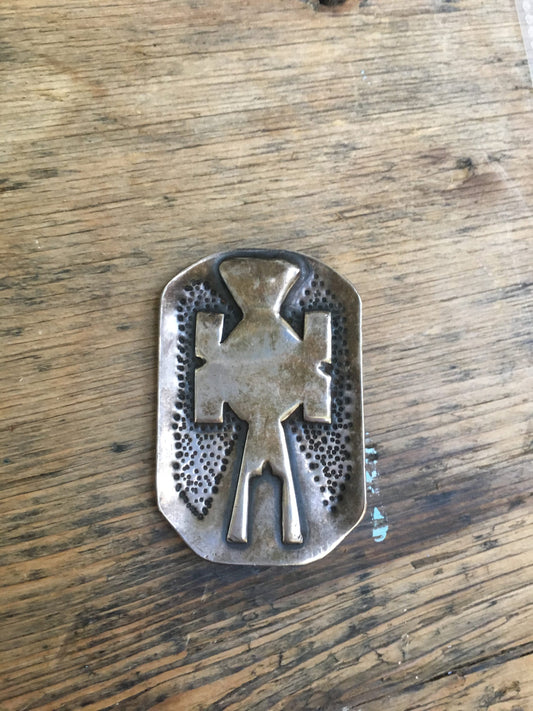 Antique Mexican Brass/Silver Abstract Pin